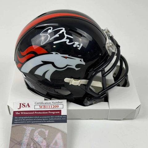 Autographed/Signed Champ Bailey Denver Broncos Mini Football Helmet JSA COA
