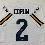 Autographed/Signed Blake Corum Michigan White Jersey Beckett BAS COA