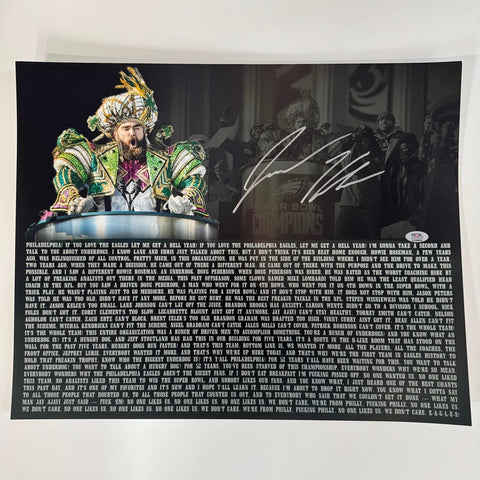 Autographed/Signed JASON KELCE Eagles Parade Mummers 16x20 Photo PSA COA
