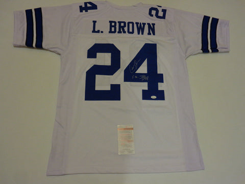 Larry Brown Signed Dallas Cowboy White Home Jersey (Tri Star) Super Bowl XXX MVP