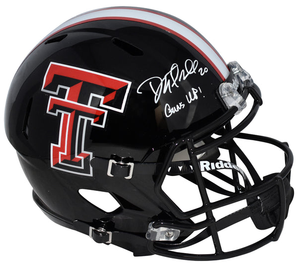 DANNY AMENDOLA SIGNED TEXAS TECH RED RAIDERS FULL SIZE SPEED HELMET W/ GUNS UP