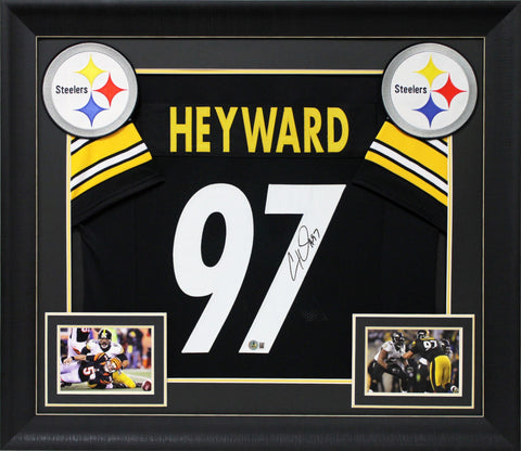 Cam Heyward Authentic Signed Black Pro Style Framed Jersey BAS Witnessed