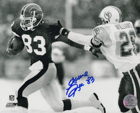 Andre Reed Signed Buffalo Bills B&W Action vs. Dolphins 8x10 Photo - (SS COA)