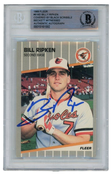 Billy Ripken Autographed 1989 Fleer 616 Scribble Card Slab Beckett 52676