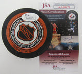Chris Therien Philadelphia Flyers Autographed/Signed Flyers Logo Puck JSA 139246