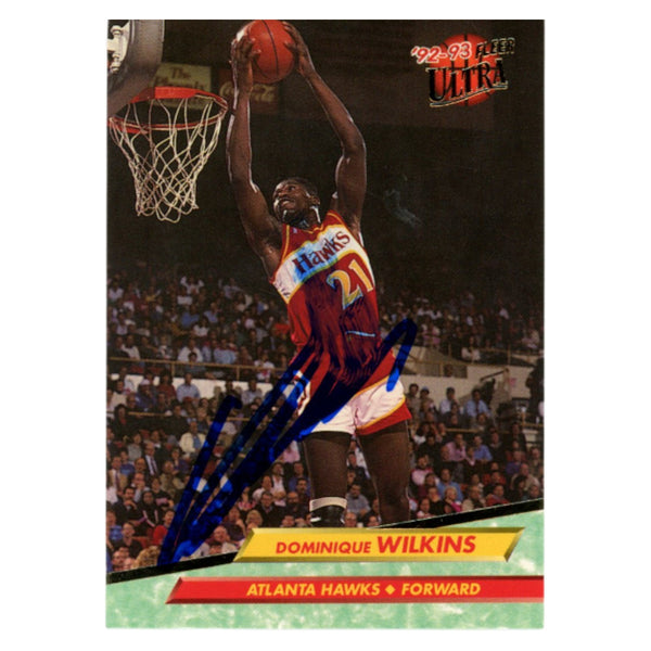 Dominique Wilkins Signed 1992 Fleer Ultra #6 SMEAR Trading Card Beckett 54217