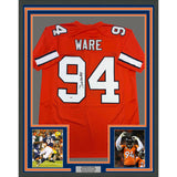 Framed Autographed/Signed Demarcus Ware 35x39 Denver Orange Jersey PSA COA