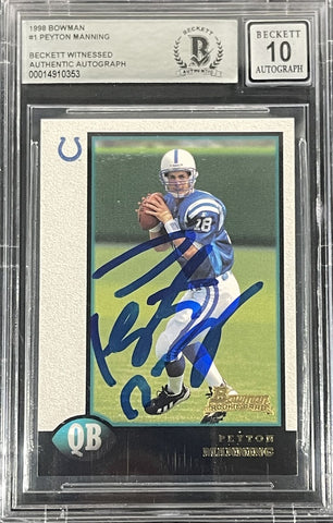 Peyton Manning Signed 1998 Bowman #1 Indianapolis Colts Card Beckett 14771