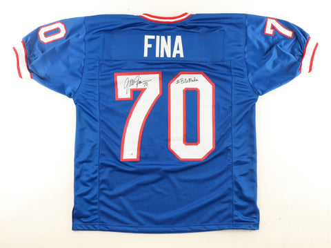 John Fina Signed Buffalo Jersey Inscribed "#Bills Mafia" (JSA) 1992 1st Round Pk