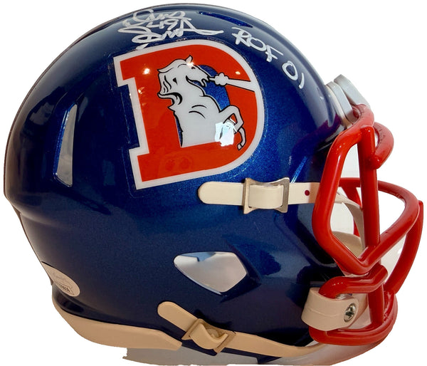 Dennis Smith Autographed Denver Broncos Blue Metallic Mini Helmet Inscribed JSA