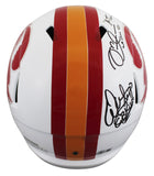 Bucs Warren Sapp & Mike Alstott Signed 1976-96 TB F/S Speed Rep Helmet BAS Wit