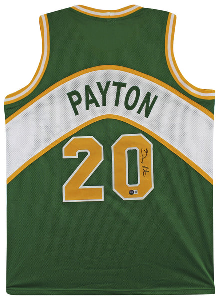 Gary Payton Authentic Signed Green Pro Style Jersey BAS Witnessed #W671749