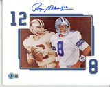 Roger Staubach Autographed/Signed Dallas Cowboys 10x8" Matted Art Beckett 56062