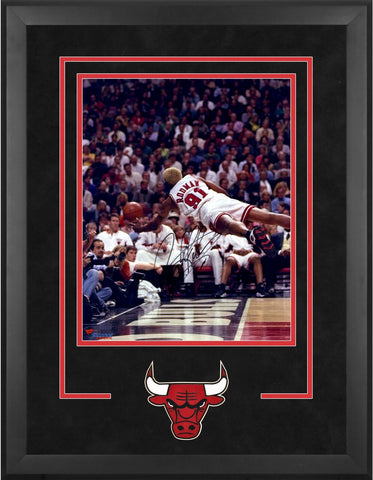 Dennis Rodman Chicago Bulls Deluxe Framed Autographed 16" x 20" Diving Photo