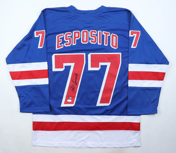 Phil Esposito Signed New York Rangers Jersey (JSA) 1984 NHL Hall of Fame/ Center