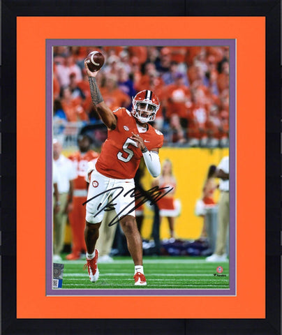 Framed DJ Uiagalelei Clemson Tigers Signed 8" x 10" Passing Photo
