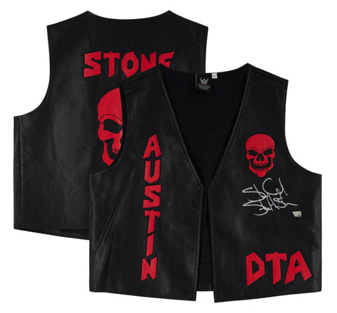 Stone Cold Steve Austin Autographed WWE Black & Red DTA Vest Fanatics