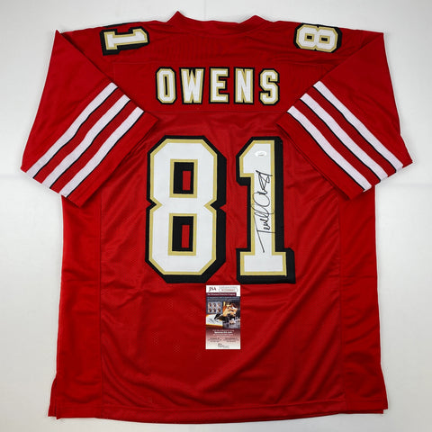 Autographed/Signed Terrell Owens San Francisco Red Football Jersey JSA COA Auto
