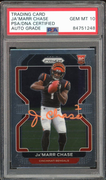 2021 Panini Prizm #337 Ja'Marr Chase RC Rookie On Card PSA/DNA Auto GEM MINT 10