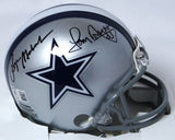 Roger Staubach, Tony Dorsett Autographed Cowboys Mini Helmet - Beckett Holo