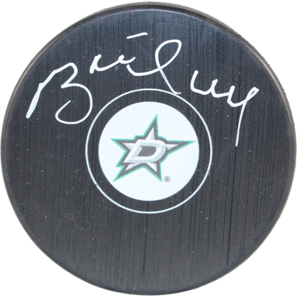 Brett Hull Autographed/Signed Dallas Stars Logo Puck Beckett 53386