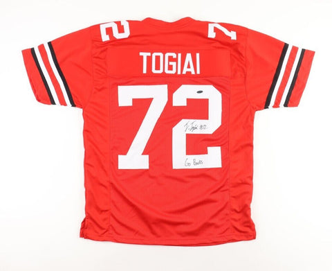 Tommy Togiai Signed Ohio State Buckeye Jersey (Playball Ink) Cleveland Browns DT