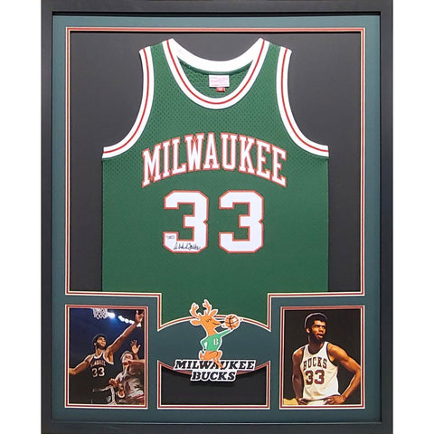 Kareem Abdul-Jabbar Autographed Signed Framed Milwaukee Bucks Jersey FANATICS