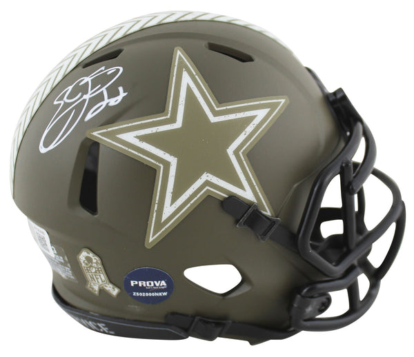 Cowboys Emmitt Smith Signed Salute To Service Speed Mini Helmet BAS Witnessed