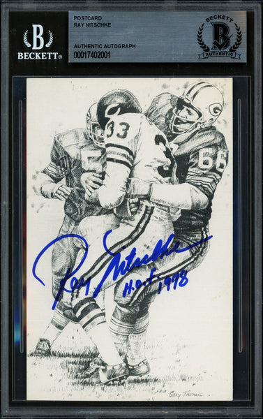 Ray Nitschke Autographed Postcard Green Bay Packers "HOF 1978" Beckett #17402001