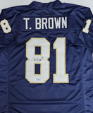 Notre Dame Fighting Irish TIM BROWN Signed Custom Replica Blue Jersey AUTO - BAS