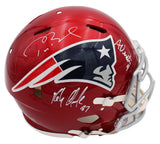 Tom Brady Gronkowski, Vinatieri Signed Patriots Speed Authentic Flash NFL Helmet