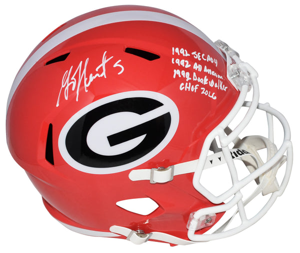 GARRISON HEARST SIGNED GEORGIA BULLDOGS FULL SIZE SPEED HELMET W/ 4 INSCRIPTIONS