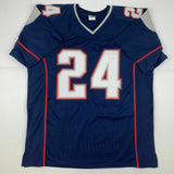 Autographed/Signed STEPHON GILMORE New England Blue Football Jersey PSA/DNA COA