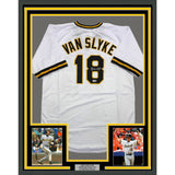 Framed Autographed/Signed Andy Van Slyke 35x39 Pittsburgh White Jersey BAS COA