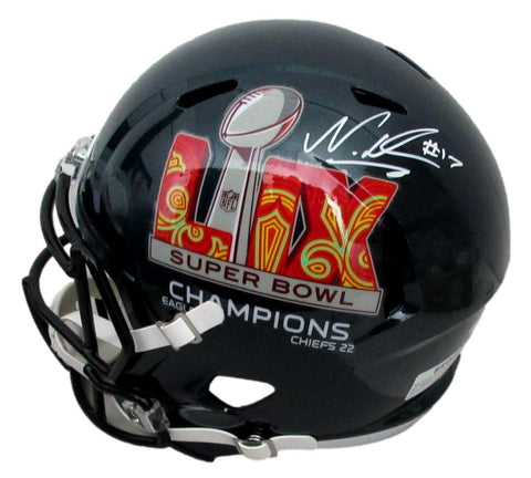Nakobe Dean Signed Full Size Replica SB LIX Champs Helmet Eagles PSA/DNA 195554