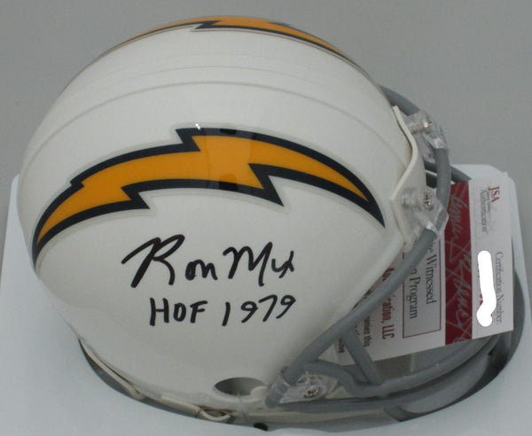Chargers RON MIX Signed Riddell Mini Helmet AUTO w/ "HOF 1979"- JSA!!