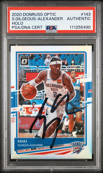 Shai Gilgeous-Alexander Signed 2020 Donruss Optic Silver Holo #143 Card PSA Slab