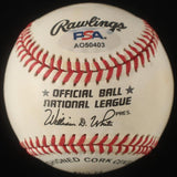 Greg Maddux Signed ONL Baseball in Display Case (PSA) 355 Wins / 3371 Strikeouts
