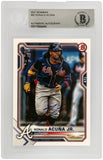 Ronald Acuna Jr Signed Braves 2021 Bowman Baseball Card #62 - (Beckett Slabbed)