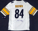 STEELERS ANTONIO BROWN AUTOGRAPHED SIGNED WHITE NIKE JERSEY L BECKETT 126634