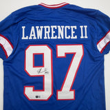 Autographed/Signed Dexter Lawrence New York Retro Pro Cut Jersey Beckett BAS COA