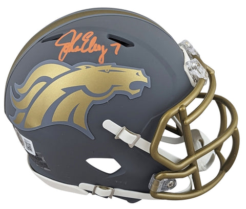 Broncos John Elway Authentic Signed Slate Speed Mini Helmet BAS Witnessed