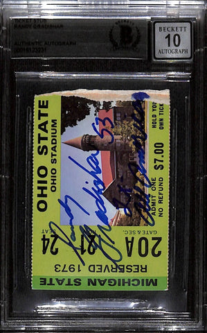 Randy Gradishar Signed Ohio State Buckeyes 11/24/73 Ticket Stub Slab BAS 40253