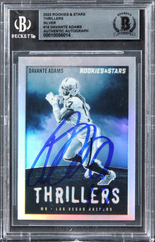 Davante Adams Signed 2023 Rookies & Stars Thrillers Silver #16 Card BAS Slabbed