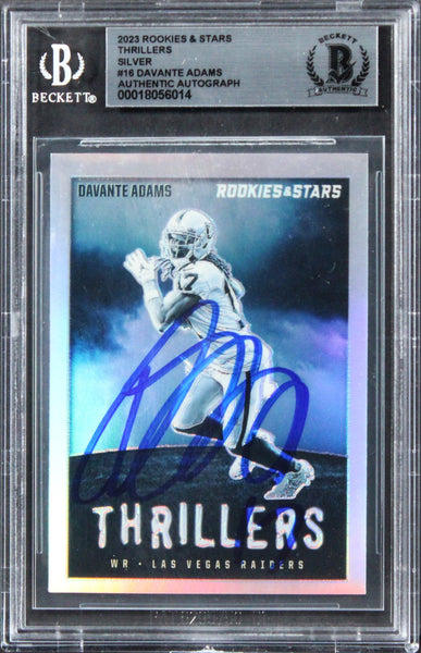 Davante Adams Signed 2023 Rookies & Stars Thrillers Silver #16 Card BAS Slabbed