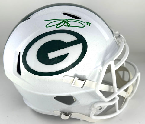 Packers JAYDEN REED Signed Full Size Replica ALTERNATE WHITE Helmet AUTO - BAS