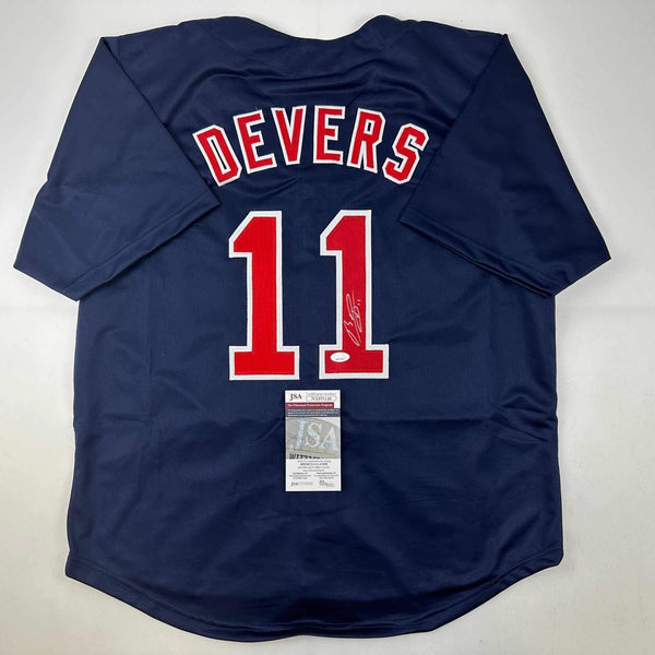 Autographed/Signed Rafael Devers Boston Blue Baseball Jersey JSA COA