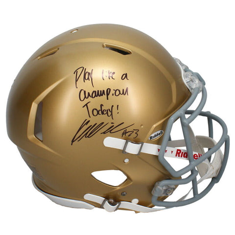 Kyren Williams Autographed "Play Like A Champion" Authentic Helmet Beckett LE 23