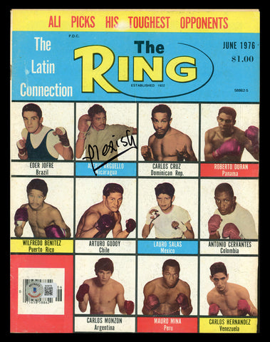 Alexis Arguello Autographed Signed Ring Magazine Beckett BAS QR #BK08776
