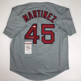 Autographed/Signed Pedro Martinez Boston Grey Baseball Jersey JSA COA